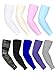 Bememo 9 Pairs Unisex UV Protection Sleeves Cooling Sun Sleeves Long Arm Sleeves Ice Silk Arm Cover Sleeves