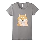 Women's Cute Shiba Inu Shirt: Chubby Cheeks T-shirt Medium Slate