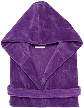 Terry Velour Hooded Bathrobe %100 Cotton Men's Women's Robe Best Gift for Her(Purple,One Size)