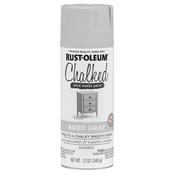 Rust-Oleum Aged Gray Chalked All-in-One Ultra Matte Spray Paint | One Coat Coverage | No Primer, Sanding, Or Topcoat Needed | Easy Spray Application | Made in USA | 12 OZ | 6 Pack Image