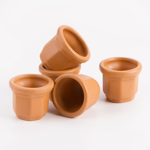 Mini Clay Look Plastic Pots: .875 Inch Empty Flower Pots 5 Pack