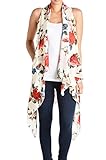 Triple9shop Women's Open Asymmetrical Hem Vest Cardigan (One Size, Rose - Beige)
