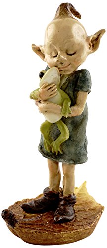 Top Collection Miniature Fairy Garden and Terrarium Statue, Garden Pixie Elf Hugging Frog โ image 1