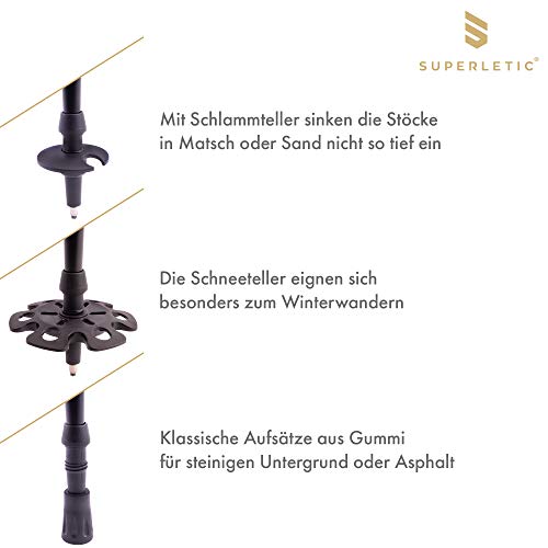 SUPERLETIC® Trekkingstokken, wandelstokken, opvouwbaar, gemakkelijk verstelbaar, ultralichte wandelstok voor dames en… - Image 6