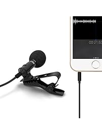 PLAY X STORE Lapel Omnidirectional Condenser Microphone Recording Clip On Mini Mic For SmartPhones (BLACK)