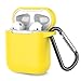 COFFEA Protective Silicone Case with Keychain for Apple AirPods 1 & 2 (Front LED Not Visible) (Yellow)