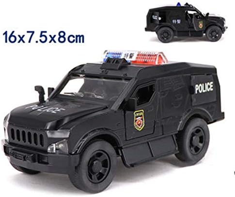 XSMP Alloy Police car Toy Simulation Child Ambulance Sports car Police car boy Pull Back car Model with Sound and Light (SWAT Off-Road Police car Black)
