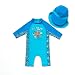 BONVERANO Kids UPF 50+ Sun Protection 3/4 Sleeves One Piece Zip Sunsuit with Sun Cap (18-24 Months, Cartoon Lobster)