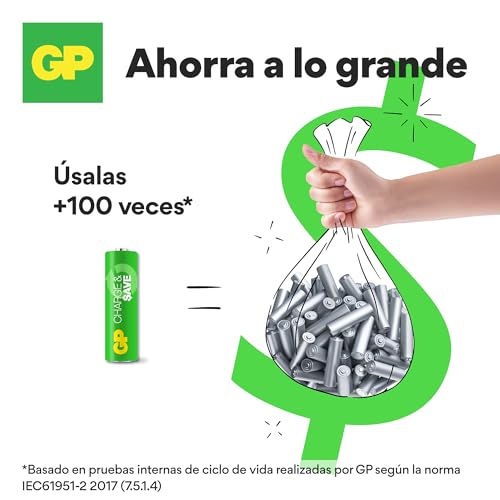 GP Pilas Recargables AAA Batteries, Paquete de 6 Pilas – Alta Capacidad, Larga Duración, Alto Rendimiento – Baterías Recargables AAA Ideales para Juguetes, Controladores, Mandos, Adornos de Navidad