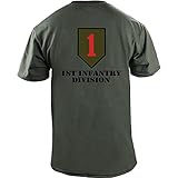 USAMM Army 1st Infantry Division Full Color Veteran T-Shirt (2XL, Green)
