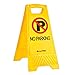 Alpine Industries Two-Sided Fold-Out No Parking Signs, Pack of 3 - Portable Outdoor Folding Floor Sign - Yellow Self Standing & Easy to Read Plastic Board for Restaurants and Businesses