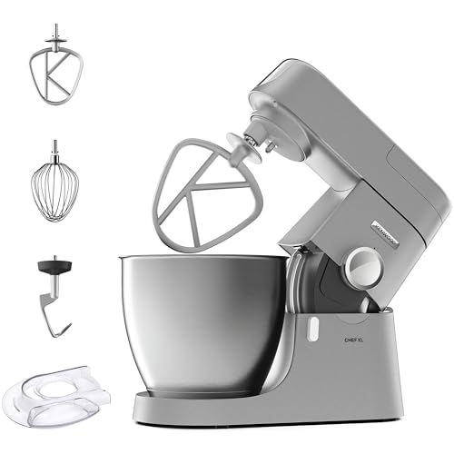 KVL4100S Robot pâtissier planétaire Chef XL, robot de cuisine mixeur, 1200 W, grand bol de 6,7 litres, 3 accessoires de mélange, réglage électronique de la vitesse et Pulse, acier, argent