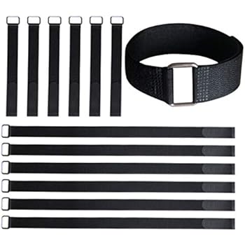 VIGAER Fastening Cable Straps, 12 and 24 inch Adjustable Reusable Straps, 12 pcs Nylon Hook and Loop Ties Down Straps