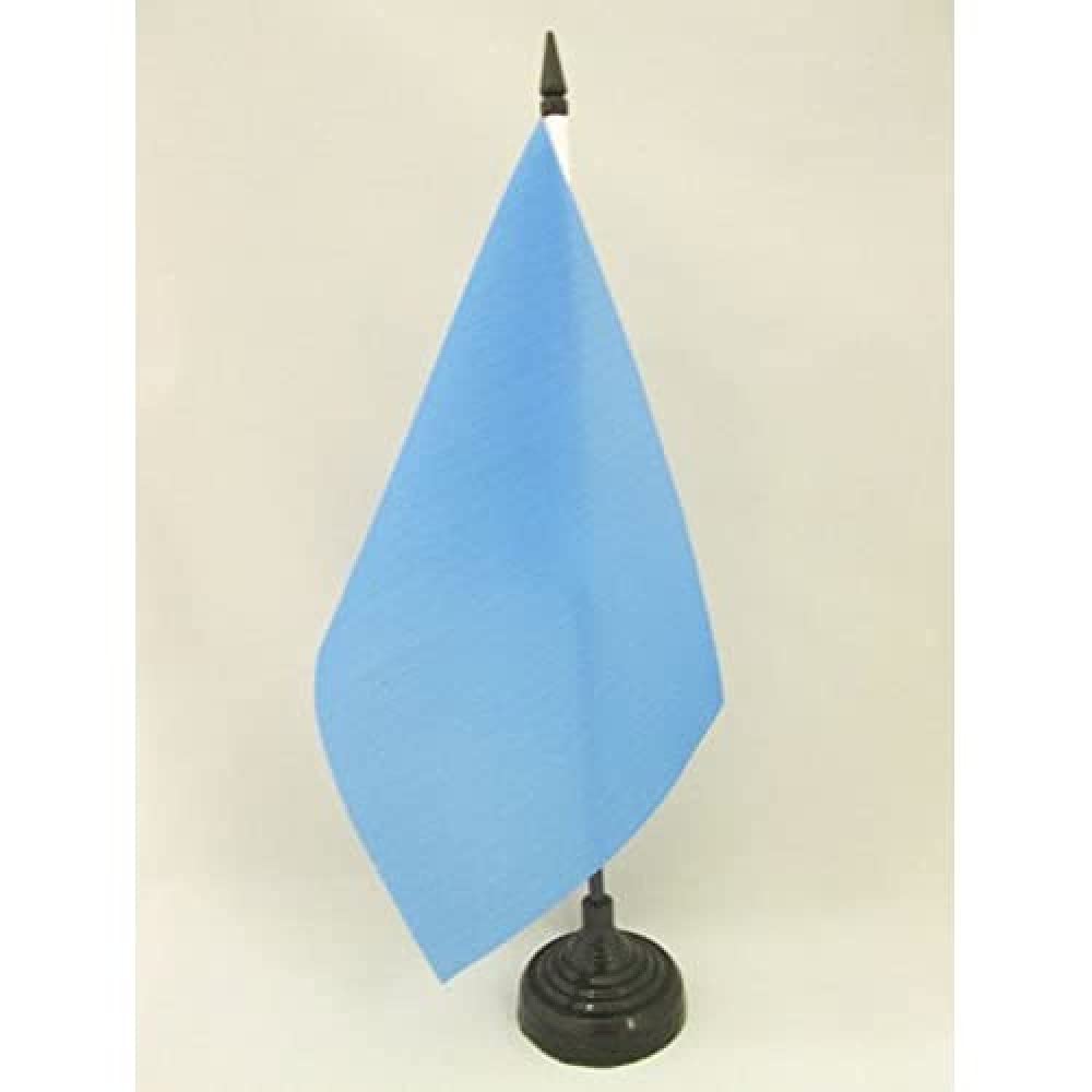 AZ FLAG Plain Blue Table Flag 5'' x 8'' - Blue Solid color Office Decoration 100% Polyester 21 x 14 cm - Mini Desk Flag with Pole and Black Plastic Base