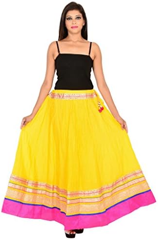 Rangsthali Cotton Party Wear long Skirt for women (size: length- 40 Inches X Waist Till-36 Inches)