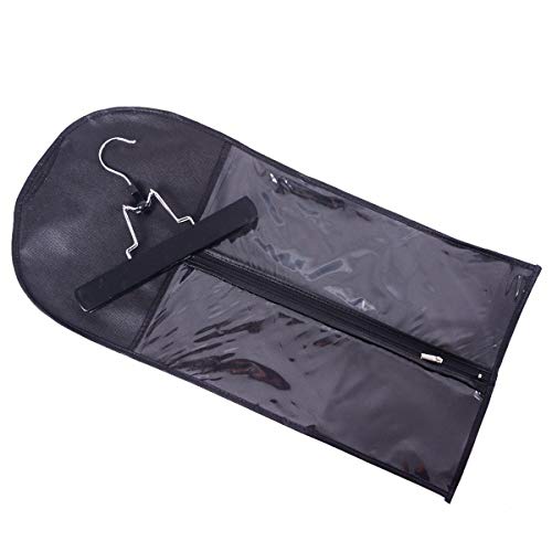 Hair Extension Carrier Storage Bag Black with Wooden Hair Extension Hanger Strong Holder 1 Set for Clips in Hair Extensions and Hair Weave Bundles and Wi