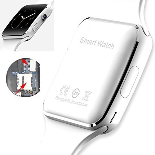 Bluetooth Smart Watch KKCITE Smartwatch Phone With SIM 2G GSM for Android Smartphones Support Sleep Monitor, Push Message, Camera Unlocked Watch Men Women Kids (White-X6, X6)