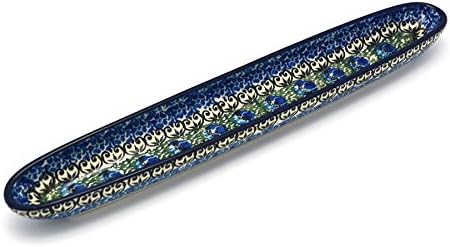 Polish Pottery Olive Boat - 12" - Peacock Feather