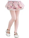 Arshiner Little Girls Mini Double Skirt Leggings Tights in Stretch Cotton,Pink,Size 7T