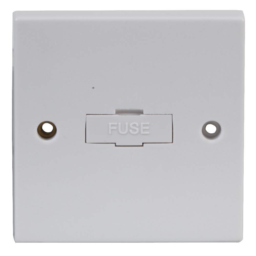 Invero 1 Gang Spur Wall Switch 13 Amp Fused Connection Unit Unswitched - Standard Square White