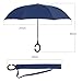 AmbrellaOK Double Layer Inverted Umbrella for Car Reverse Folding C-Shaped Hands Free Handle - Compact Lightweight & Windproof – Ideal Gift Men & Women (Auto Open-Blue Flower)