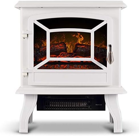 Ploywipada 17" Fireplace Stove Infrared Heater Free Standing Heating Settings, White Home Decor Happy Family Time Warm Warmer Peaceful Composed Bedroom Living Room 120V 1400W 10"(W) x 17"(L) x 20"(H)