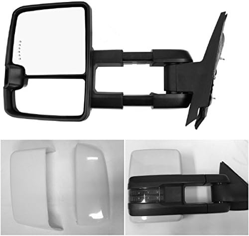 Vekwena 1 Pair For 88-00 Chevy GMC C/K w/ Backup Light, On Glass Arrow LED &amp; On Back Side Smoke Turn Signal Light Base Color Housing Towing Mirrors