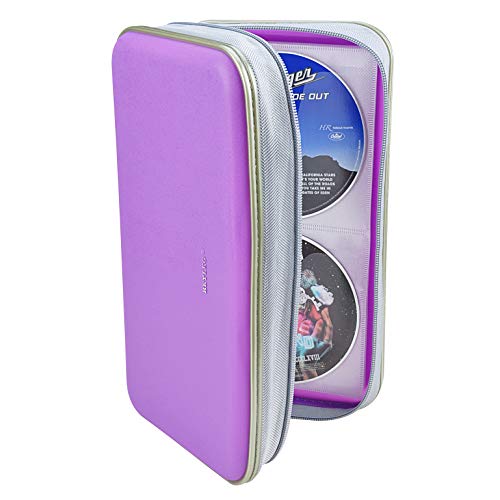 CD DVD Wallet, Wismart 96 Capacity Heavy Duty Sturdy DVD Storage Hard Shell CD Disk Holder DVD Case VCD Wallets Blu-ray Media Case Storage Holder Organizer Wallet,96 Capacity (Purple) - Thumbnail 4