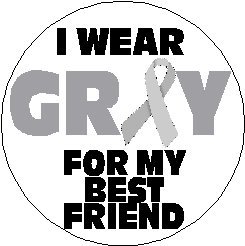 I Wear Gray For My Best Friend 1.25" Pinback Button Diabetes Awareness Ribbon Grey