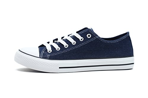 Fbetter men sneakers low-top canvas sports shoes (denim…