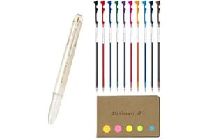 STATIONERY JP Pilot Hi-tec-c Coleto 5 Color Multi Pen Body Component, Cream Pearl, Rubber grip, 0.4mm 10 Color Ink Refills, Sticky Notes Value Set