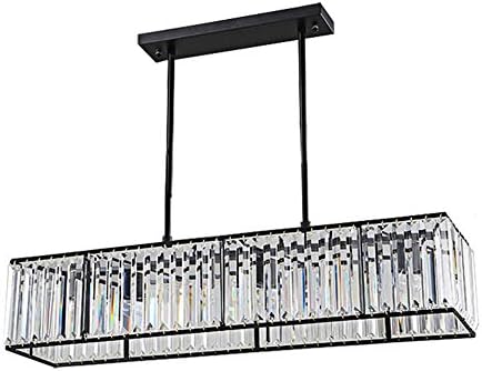 chandelier UK-Rectangle Crystal Metal Modern European Light Restaurant Living Room Lobby Illumination Lamps 85 * 22 * 22cm Black And White 3 Lamp Head
