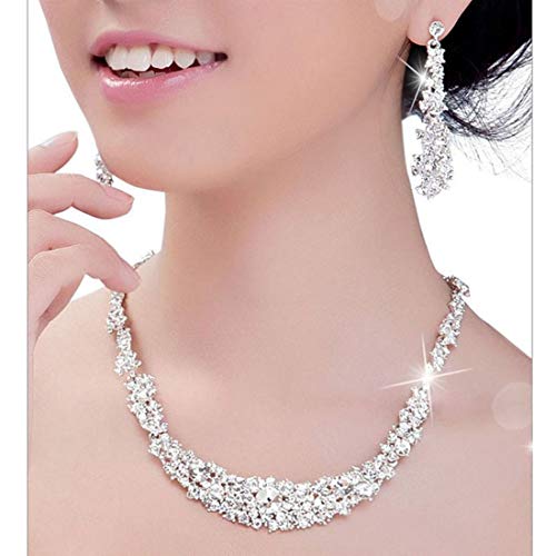 image for Daoroka Jewelry Women's Wedding Bridal Crystal Rhinestone Necklace and