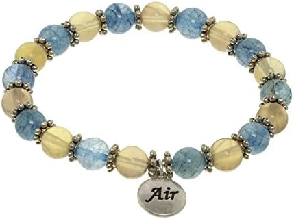 Air Element Gemstone Bracelet for Women Made with Fluorite and Ice Flake Quartz Semi-precious Gemston