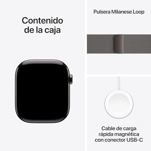 Watch Series 11 GPS+Cellular con Caja de Titanio en Color Pizarra de 46 mm y Pulsera Milanese Loop Color Pizarra-Talla M/L.Calidad del Sueño,monitores de entreno y Salud,Pantalla Siempre Activa