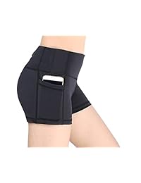 Activa de la mujer Fitness Yoga Running Ejercicio Entrenamiento Pantalones Cortos con bolsillo lateral