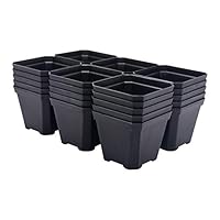 BangQiao 30 Pack Small 3.90 Inch Plastic Square Nursery Pot, Plant Starting and Transplant Planter Container with Drainage Hole for Seed Germination, Black