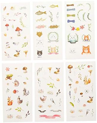 Qinlee Sticker Handmade Transparent Cartoon Log Scrapbook Scrap Small Booking Decoration Girl DIY Stationery Notebook Pen Bag Decorative Sticker (Cat)