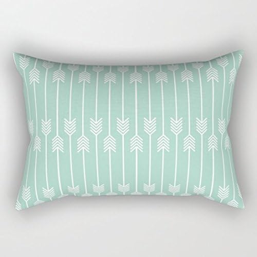 Wild Bramble 20" X 12" White Arrows On Mint Zippered Pillow Cases Cushion Covers