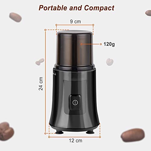Lknjll. Elektrische Kaffeemühle, 200w Kaffeebohnenschleifer mit Edelstahlklingen, 120g – Bild 3