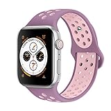 AdMaster Compatible for Apple Watch Bands 38mm,Soft Silicone Replacement Wristband Compatible for iWatch Apple Watch Series 1/2/3 - S/M Violet/Plum Fog