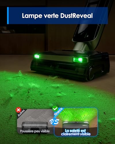 Tineco Floor One S7 Master Vacuum Cleaner, StreakFree Squeegee, Ultra-Thin Thickness of 10 cm, DustReveal Green Lamp at 150°, Suction 23 kPa, FlashDry