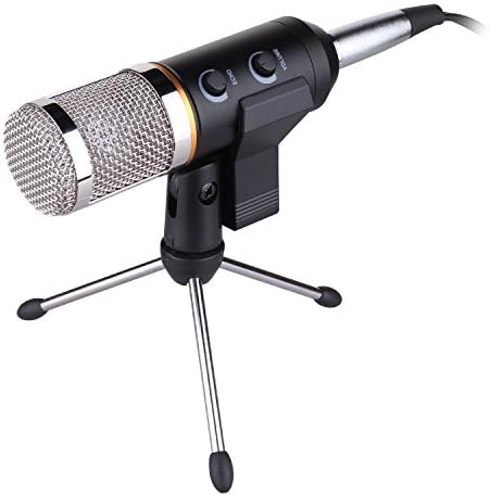Hltd Micro USB Microphone Condenser Microphone Pro Audio Studio Vocal Recording Mic with Stative Tripod（Black+Silver）