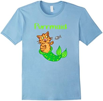 Men's Purrmaid Mermaid Cat Tee Shirt 3XL Baby Blue