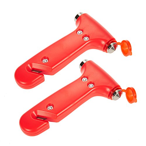 2-Pack Car Safety Hammer - Emergency Car Window Glass Breaker and Seatbelt Cutter Escape Tool, 5.2 x 2.9 x 0.95 Inches