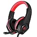 Lioeo Stereo Gaming Headset for PC, PS4, Xbox One Controller, Noise Isolation Over Ear Game Headphones with Mic, Surround Sound for Laptop Mac Computer Switch Games (Red)thumb 1