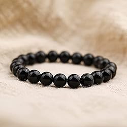 Crystal Vibe 8mm Black Obsidian Bracelet - Elastic
