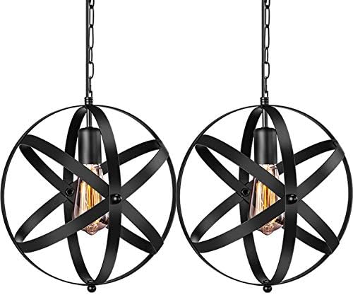 Industrial Pendant Light 2 Pack Vintage Spherical Pendant Light Fixture With 393 Inches Adjustable Metal Chain