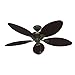 Hunter Indoor / Outdoor Ceiling Fan, with pull chain control - Bayview 54 inch, Gold, 54098