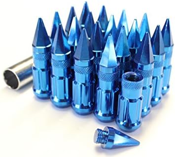 Z RACING Steel Spike Lug Nuts 20 Pieces with Socket Key - 12x1.5mm - Blue